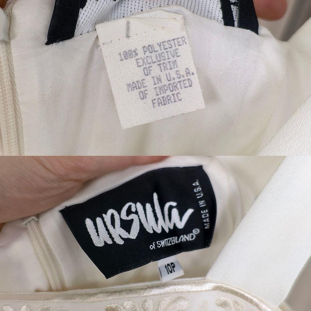 Vintage Ursula Ivory Maxi Dress with Embroidered Detailing