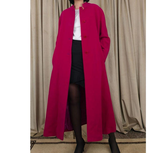 Vintage Giorgio Armani Fuchsia Full Length Wool Coat Overcoat