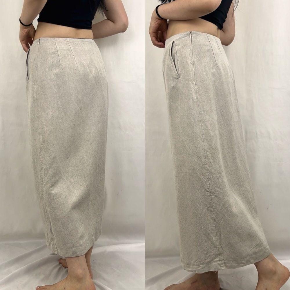Vintage Harve Benard Grey Linen Blend Pencil Skirt