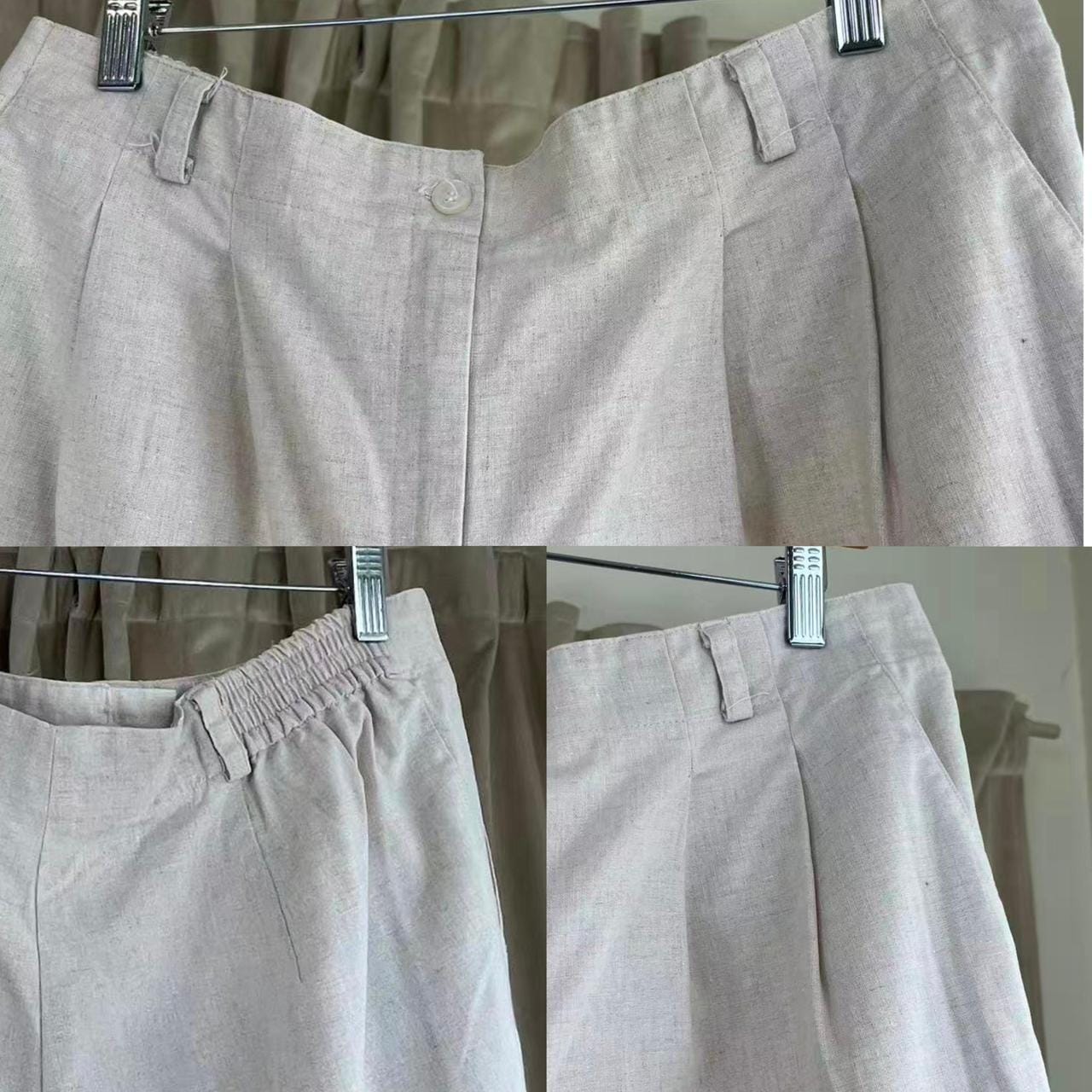 Vintage Cream Linen Bermuda Shorts