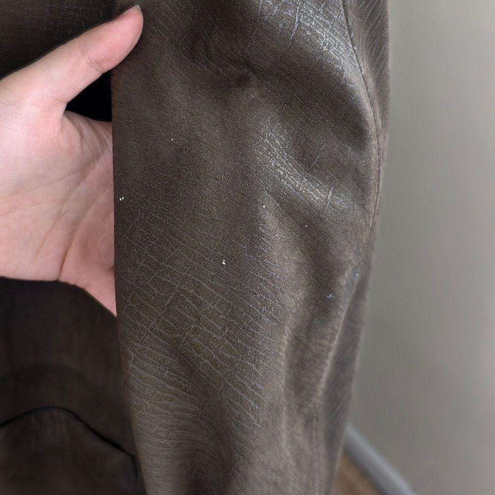 Vintage Mario Valentino Olive Khaki Green Long Leather Trench Coat Dress