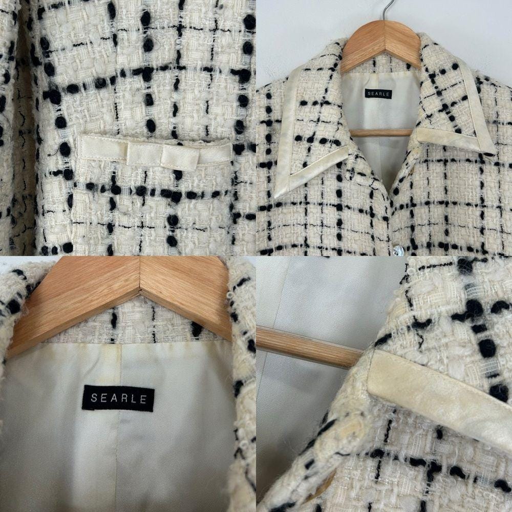 Vintage Searle Monochrome Black and White Plaid Tweed Blazer