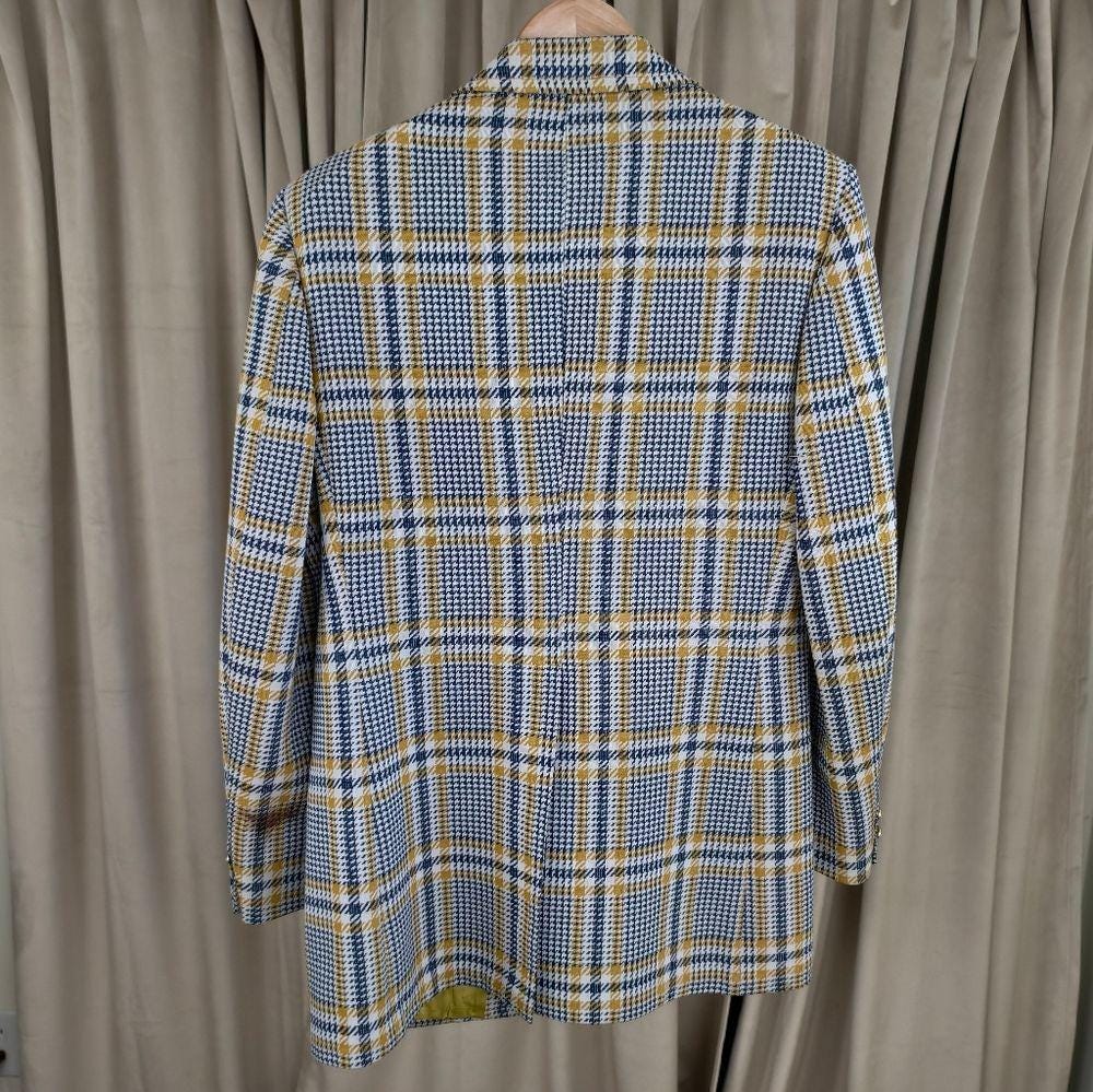 Vintage Blue and Yellow Plaid Boyfriend Blazer