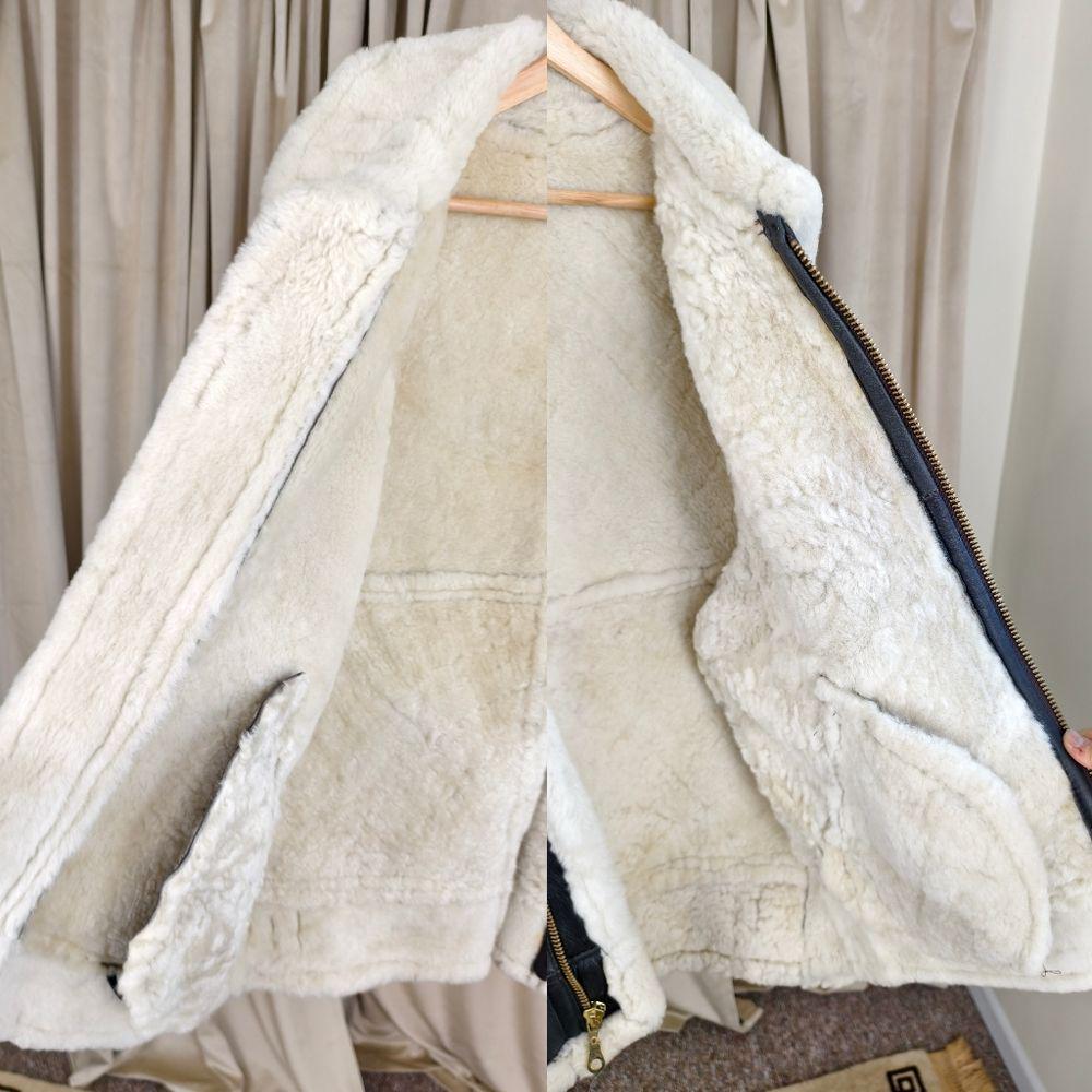 Vintage US Air Force Style Sheepskin Dark Brown Shearling Leather Jacket