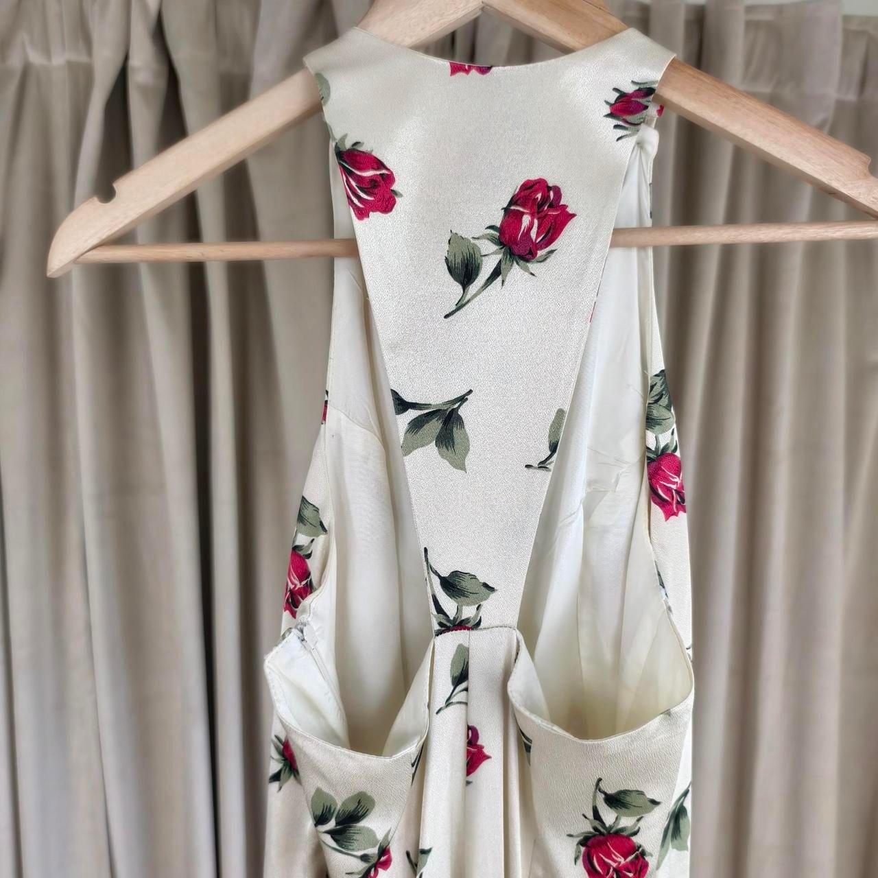 Vintage 90s Fredericks of Hollywood Rose Print Halter Maxi Dress