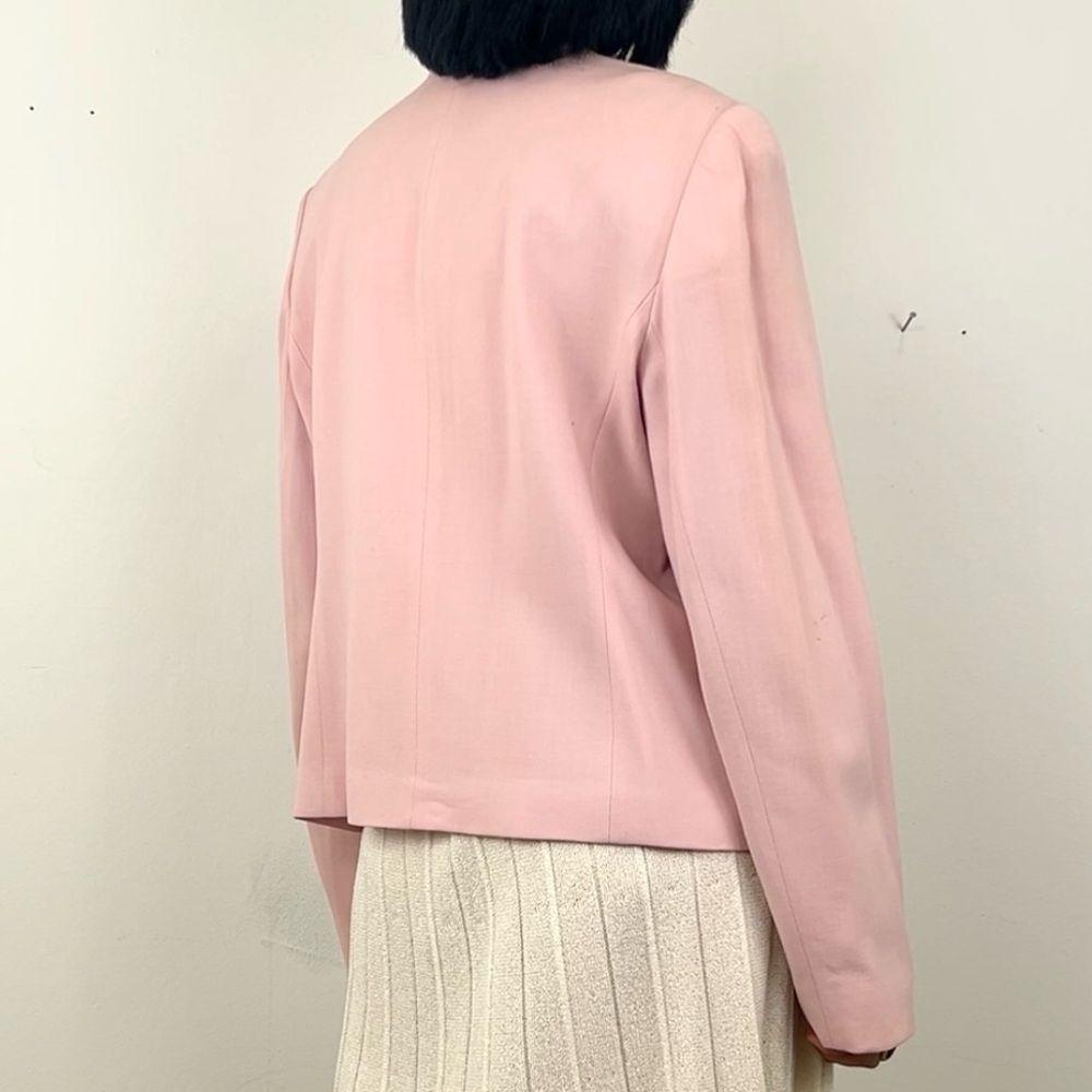Vintage Ellen Tracy Wool Pastel Pink Cropped Blazer