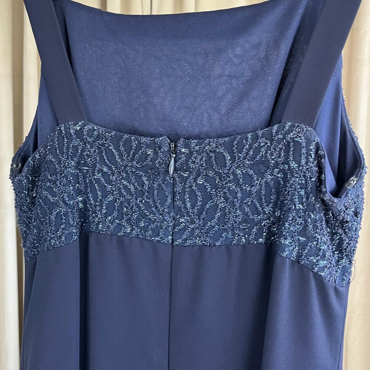 Vintage Navy blue maxi dress with embroidered top and flowy skirt