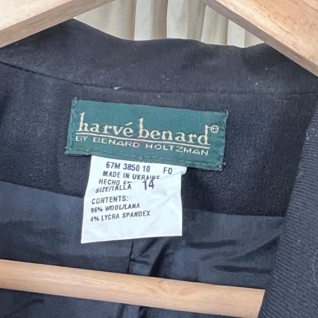 Vintage Harve Benard Black Wool Trench Coat with Eyelets