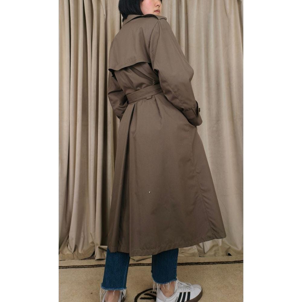 Vintage Fog London Fog Dark Brown Khaki Trench Coat with Detachable Lining