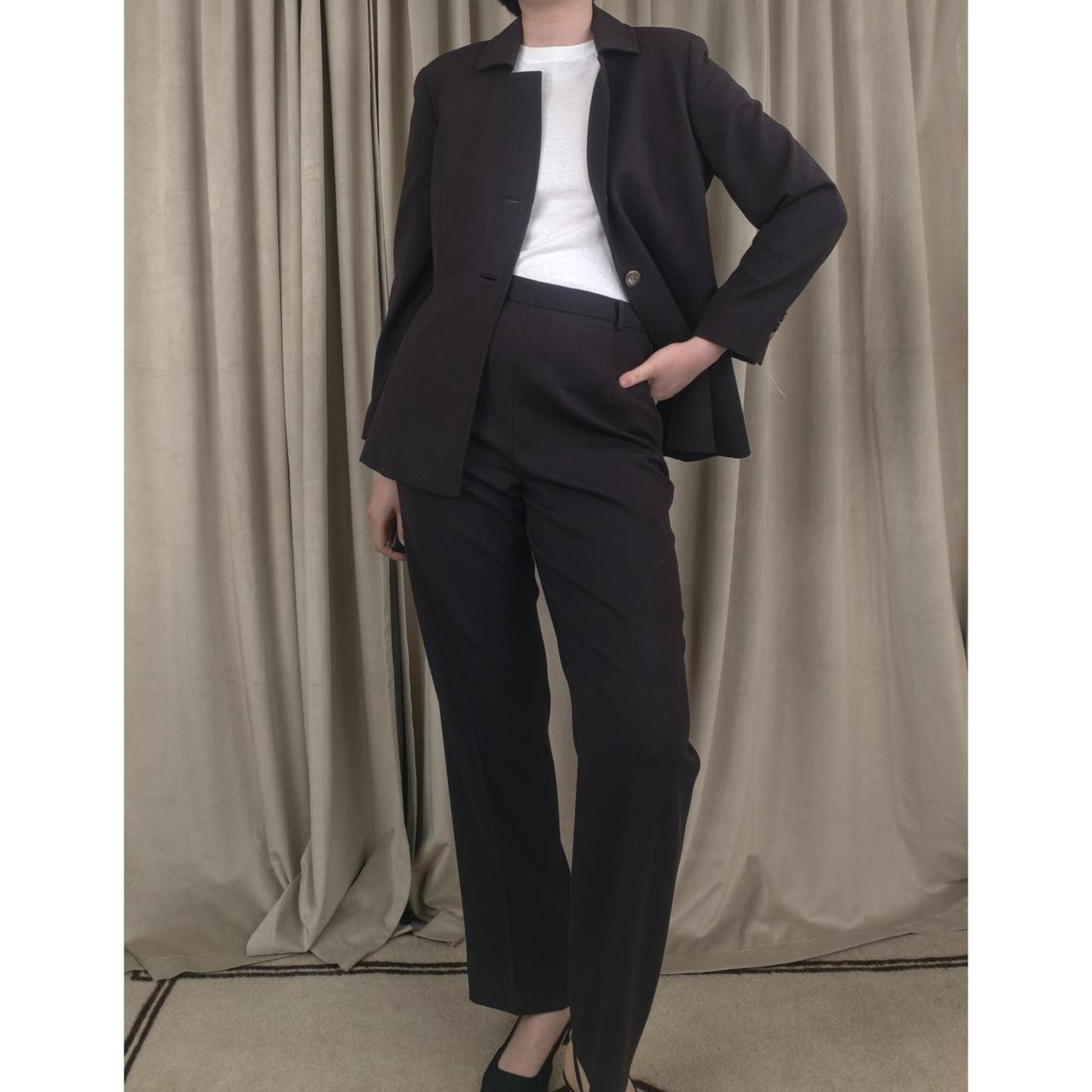 Vintage Doncaster Dark Brown Paat Suit Skirt Suit 3-Piece Set