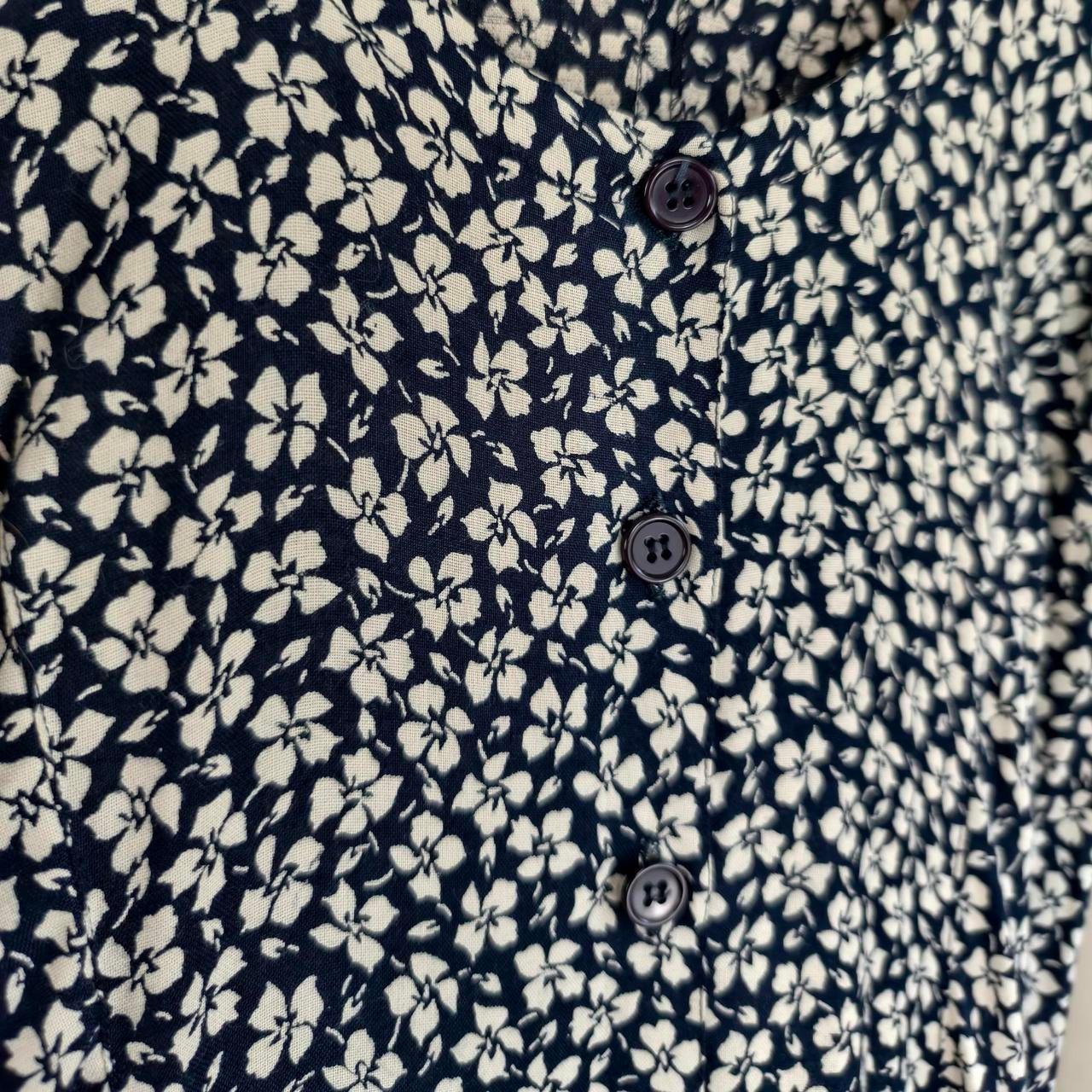 Vintage Starina White and Navy Floral Midi Dress