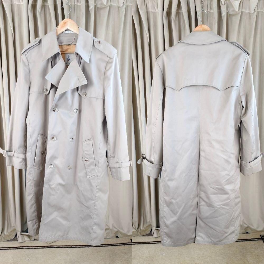 Vintage Misty Harbor Classic Boyfriend Beige Trench Coat with Detachable Lining