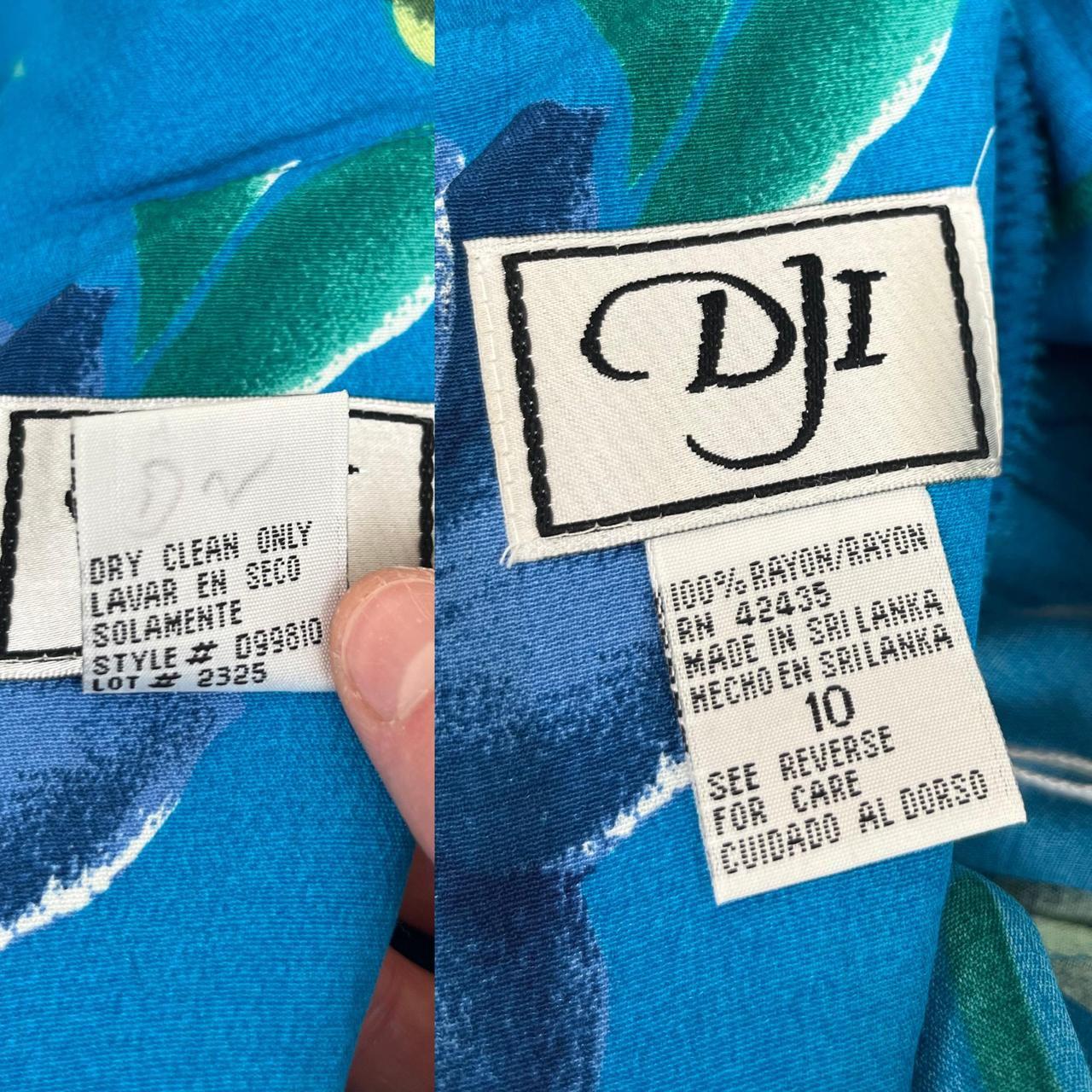 Vintage DJI Blue Floral Rayon Qipao Dress