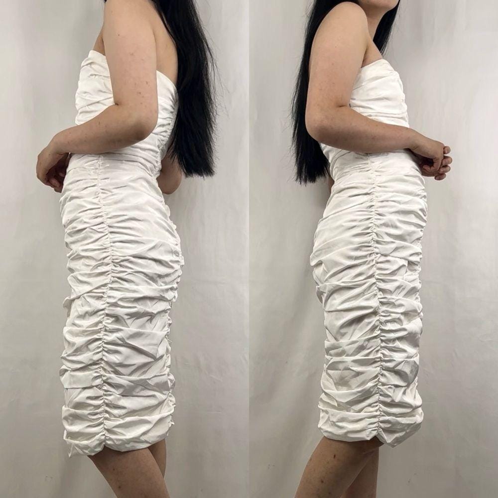 Vintage Sleeveless Puffy White Midi Skirt