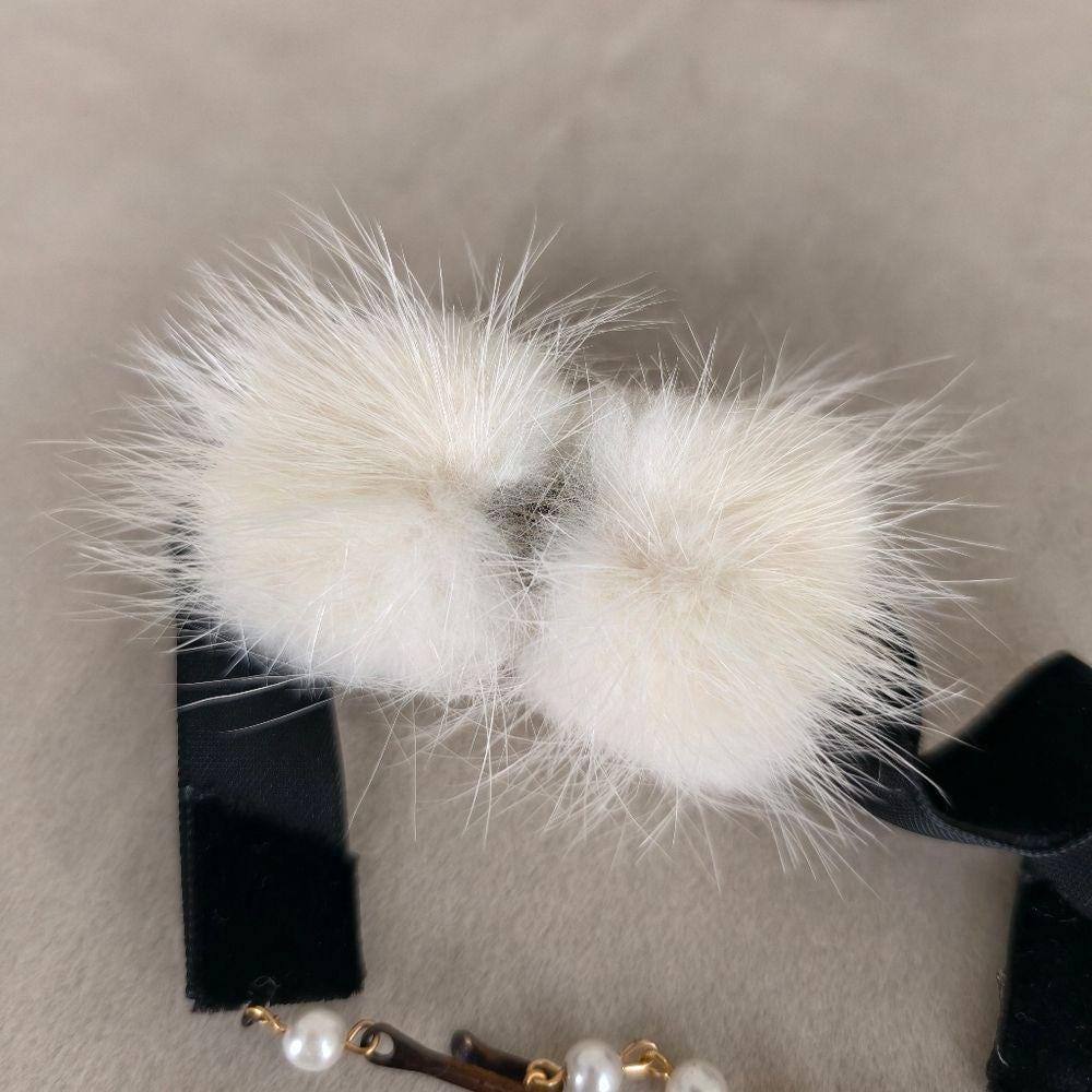 Vintage Mink Fur and Velvet Choker Necklace