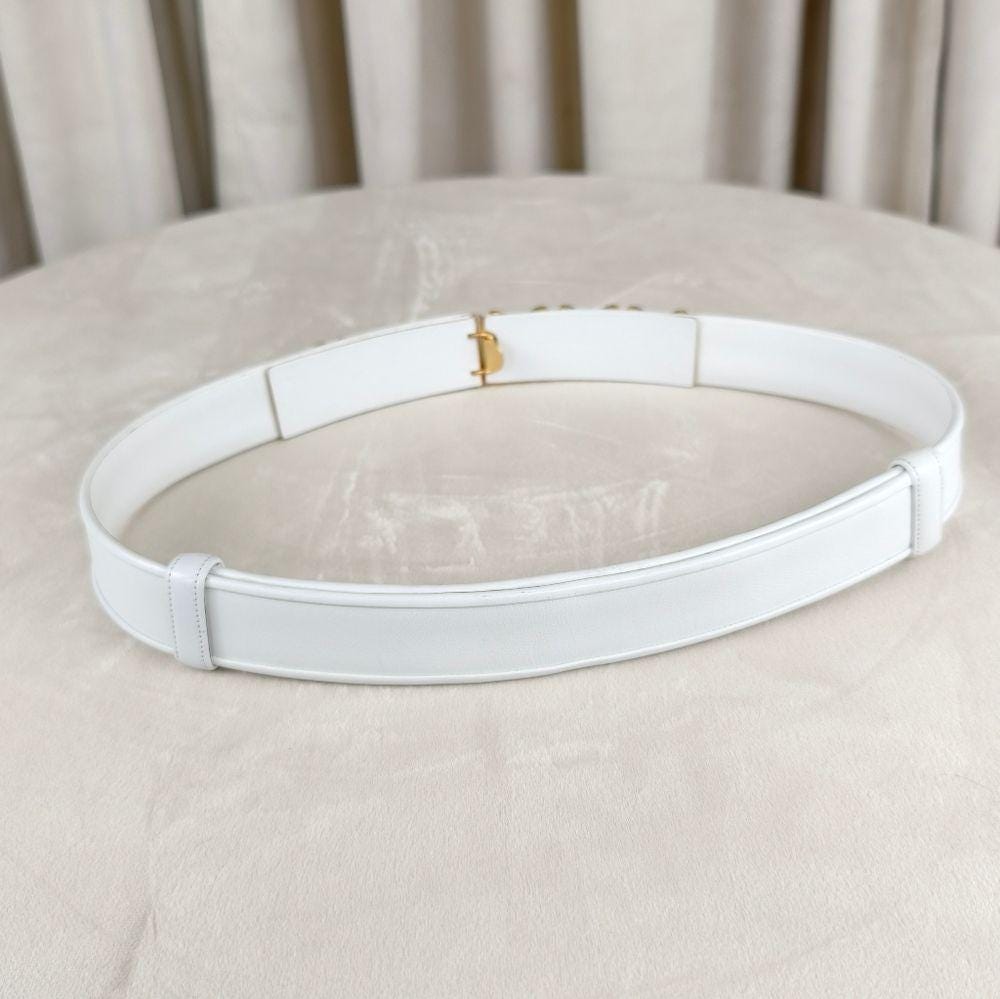 Vintage Judith Leiber Elegant White Belt with Gold Accents