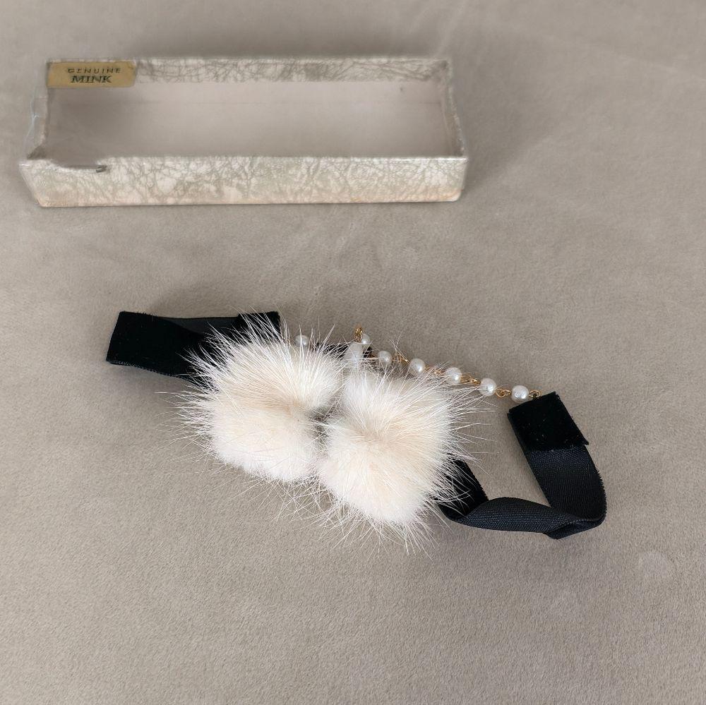 Vintage Mink Fur and Velvet Choker Necklace