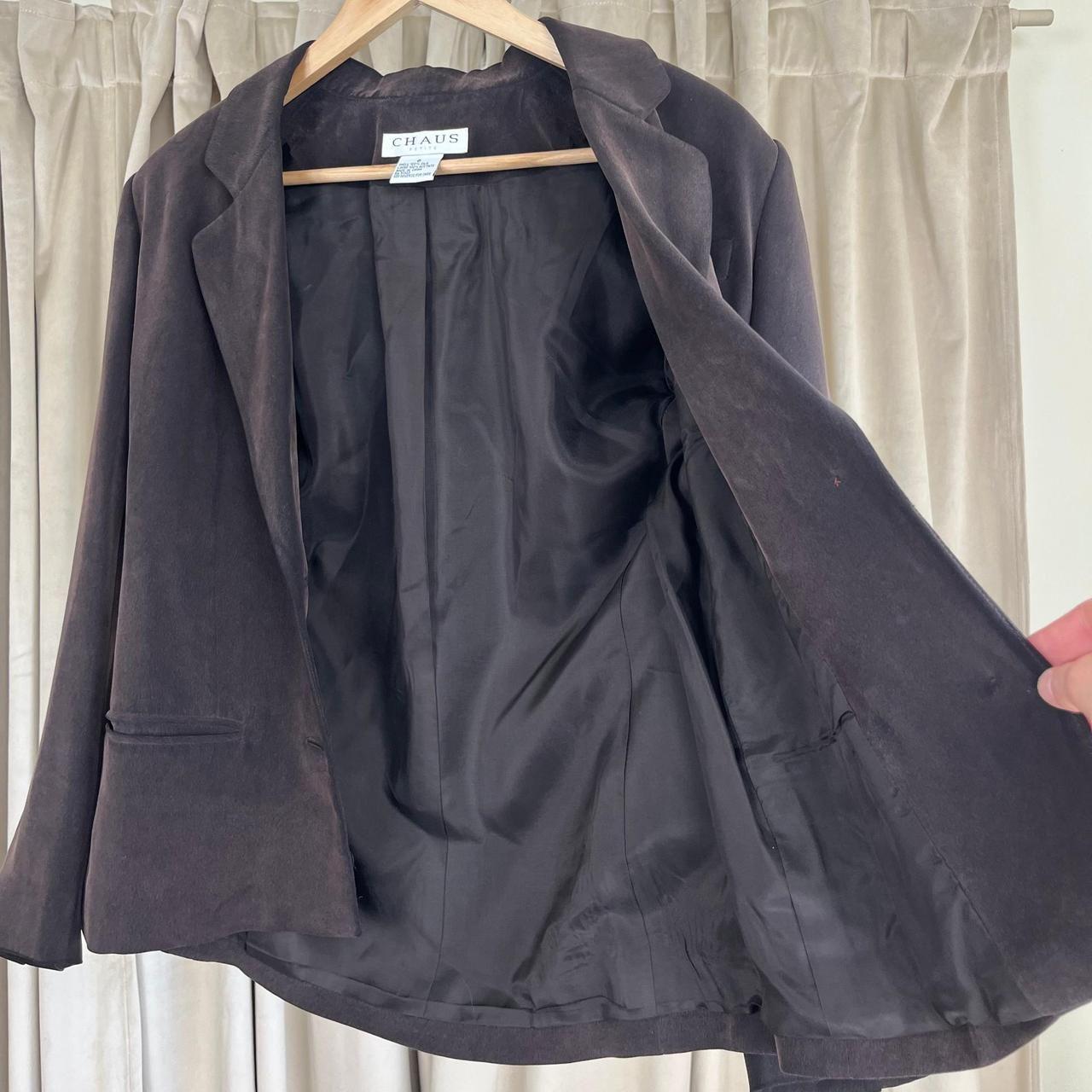 Vintage Cahus Brown Silk Cropped Fitted Blazer