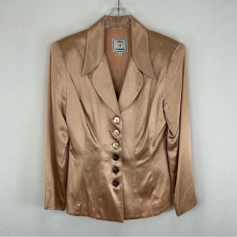 Vintage Cline and Kolarek Blush Pink Satin Blazer Top