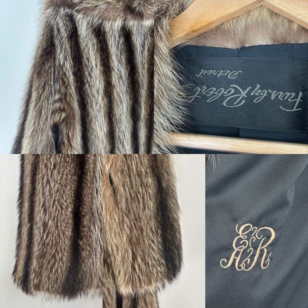 Vintage Fur by Robert Detroit Raccoon Genuine Fur Full Length Coat Overcoat