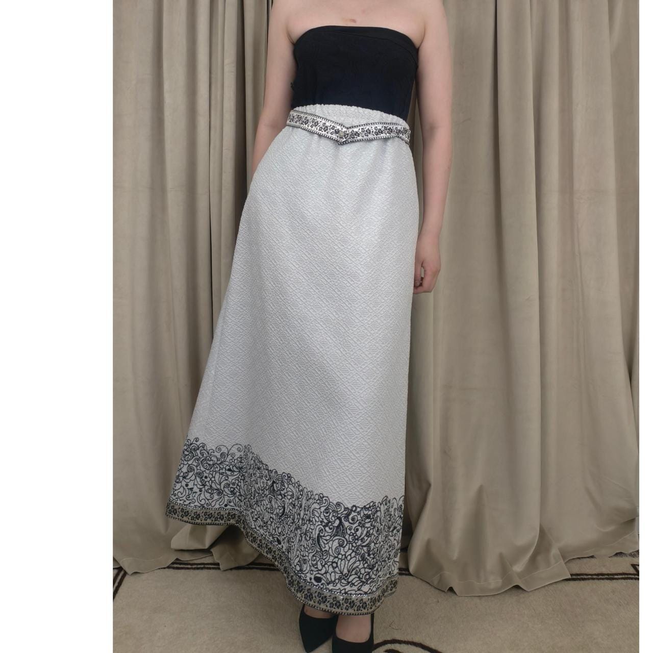 Vintage Bernardo Formal Sparkly Silver and Black A Line Skirt