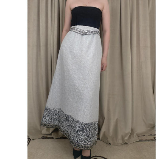 Vintage Bernardo Formal Sparkly Silver and Black A Line Skirt