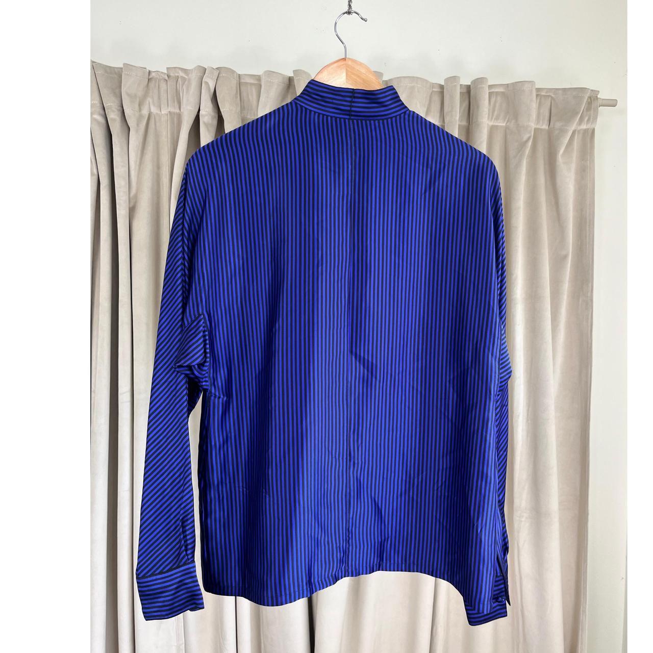 Vintage Ellen Tracy Purple and Black Striped Silk Blouse