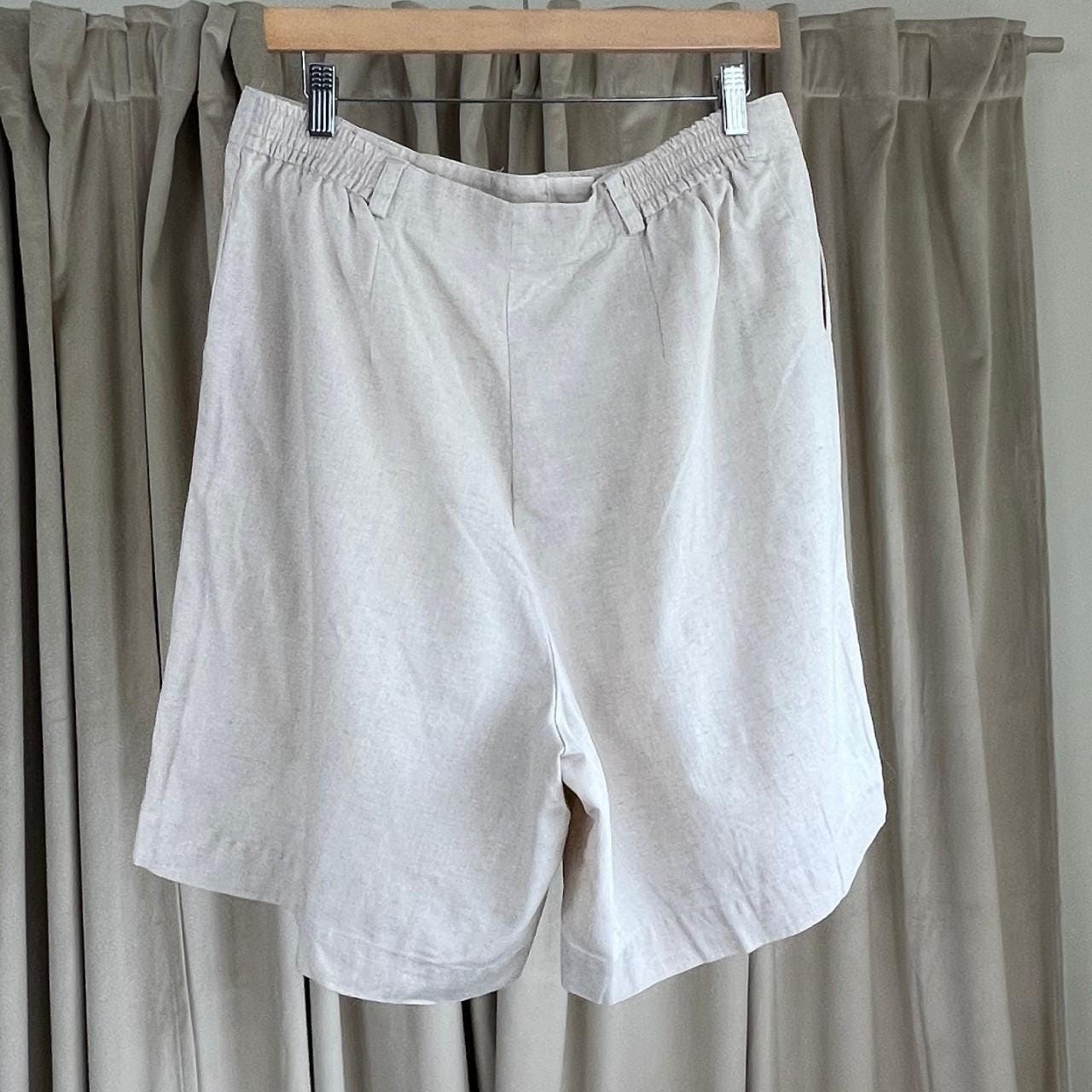 Vintage Cream Linen Bermuda Shorts