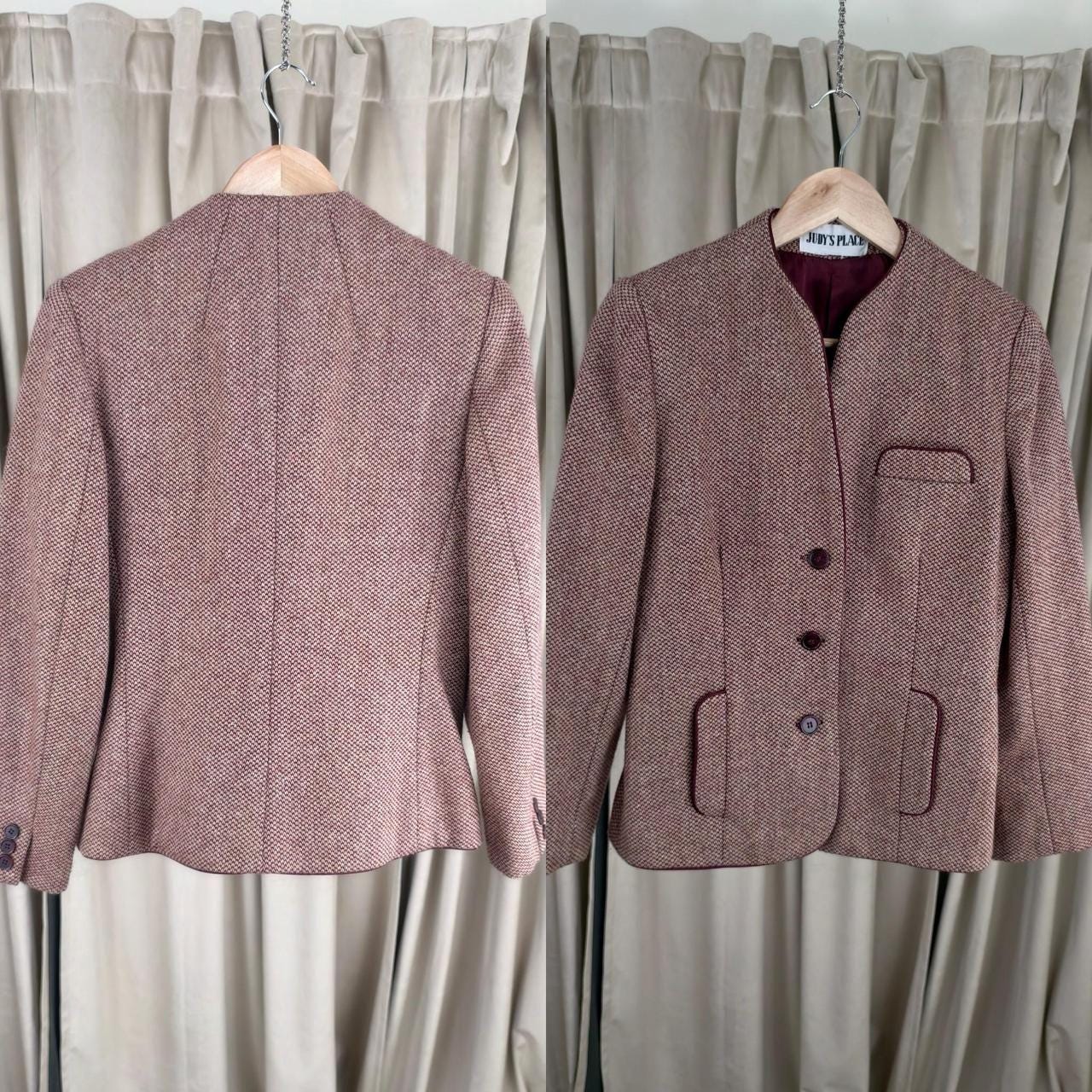 Vintage Red Tweed Wool Skirt Suit