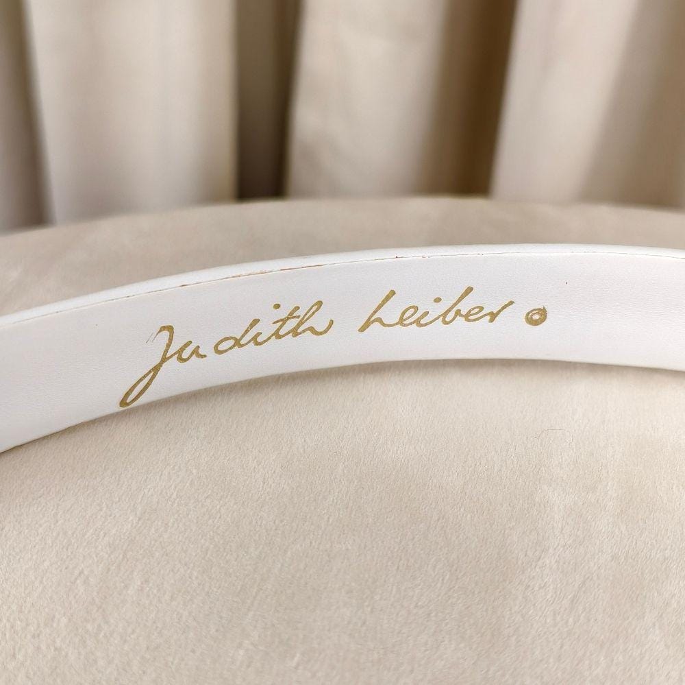 Vintage Judith Leiber Elegant White Belt with Gold Accents