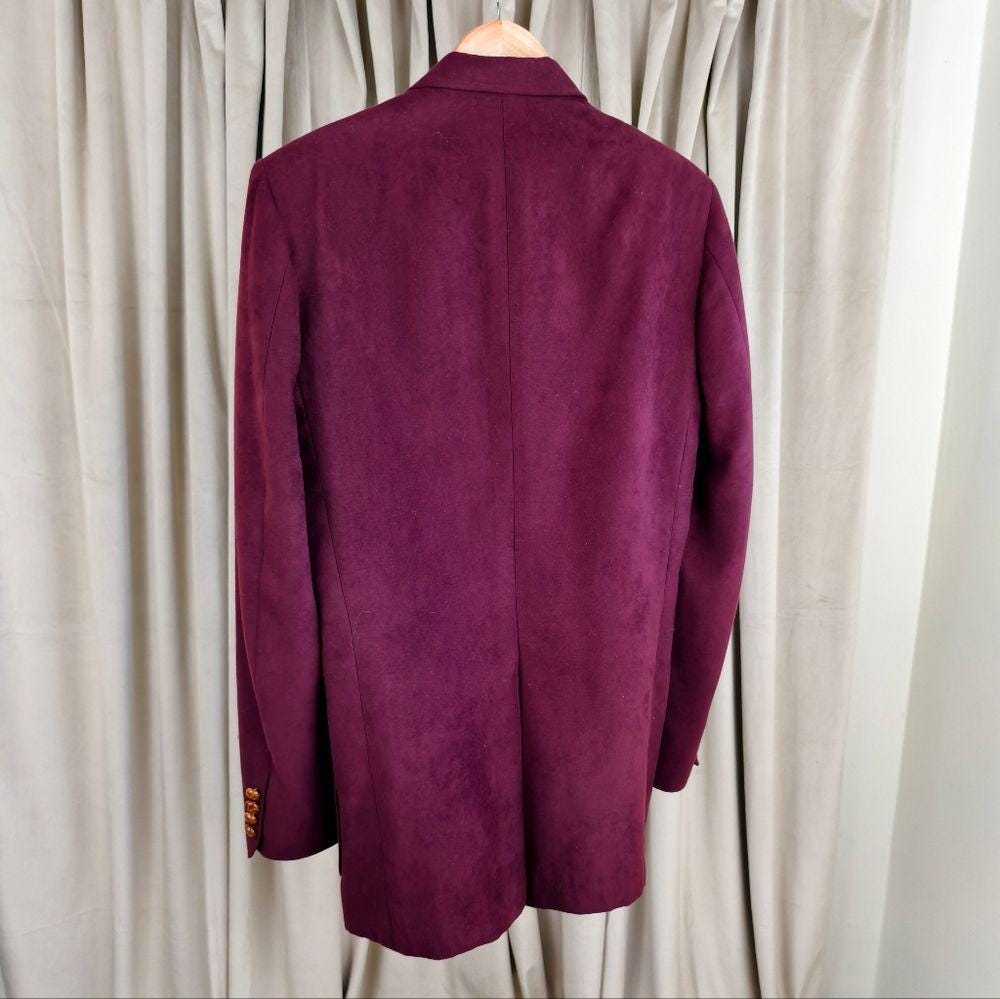 Vintage Faux Suede Burgundy Oversized Boyfriend Blazer