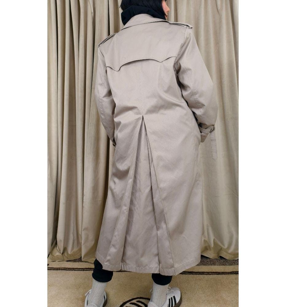Vintage Misty Harbor Classic Boyfriend Beige Trench Coat with Detachable Lining