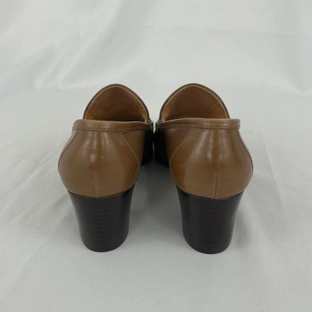 Vintage Hermes Brown Genuine Leather Heeled Loafers