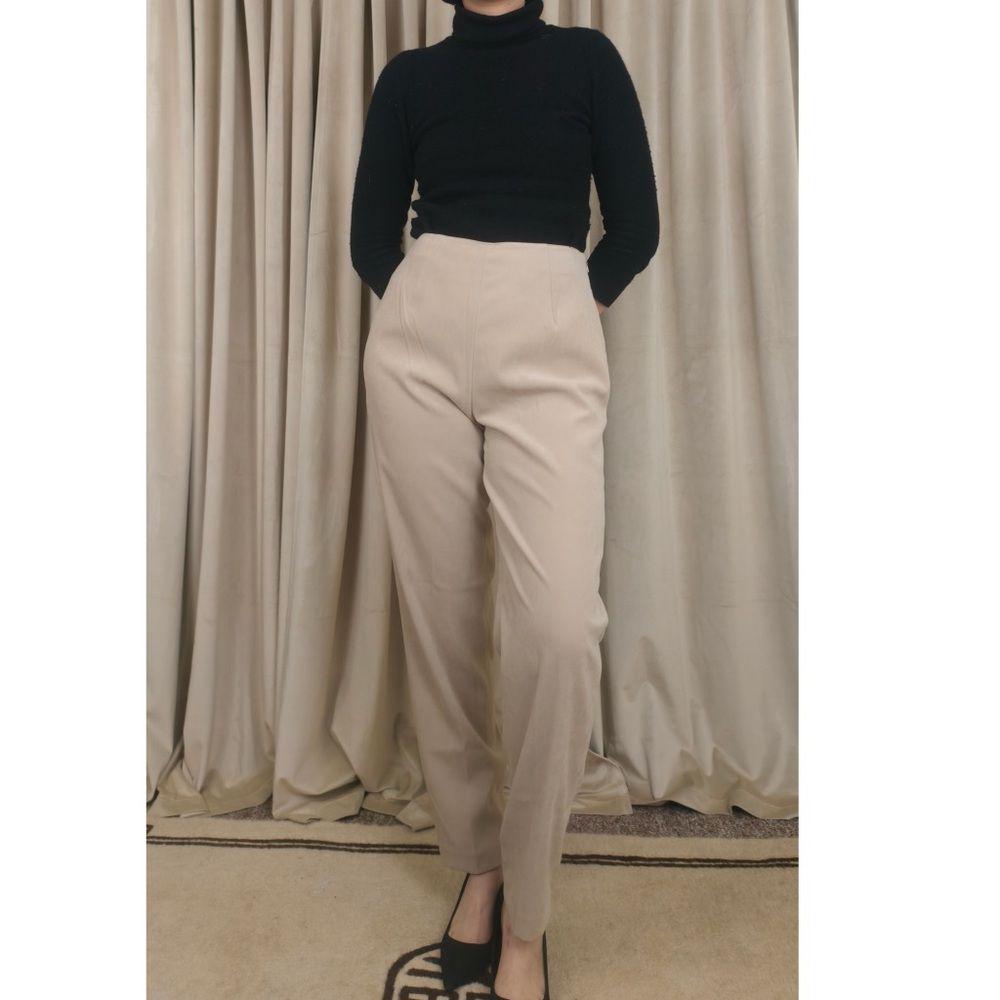 Vintage Gantos Beige Faux Suede Tapered Trousers