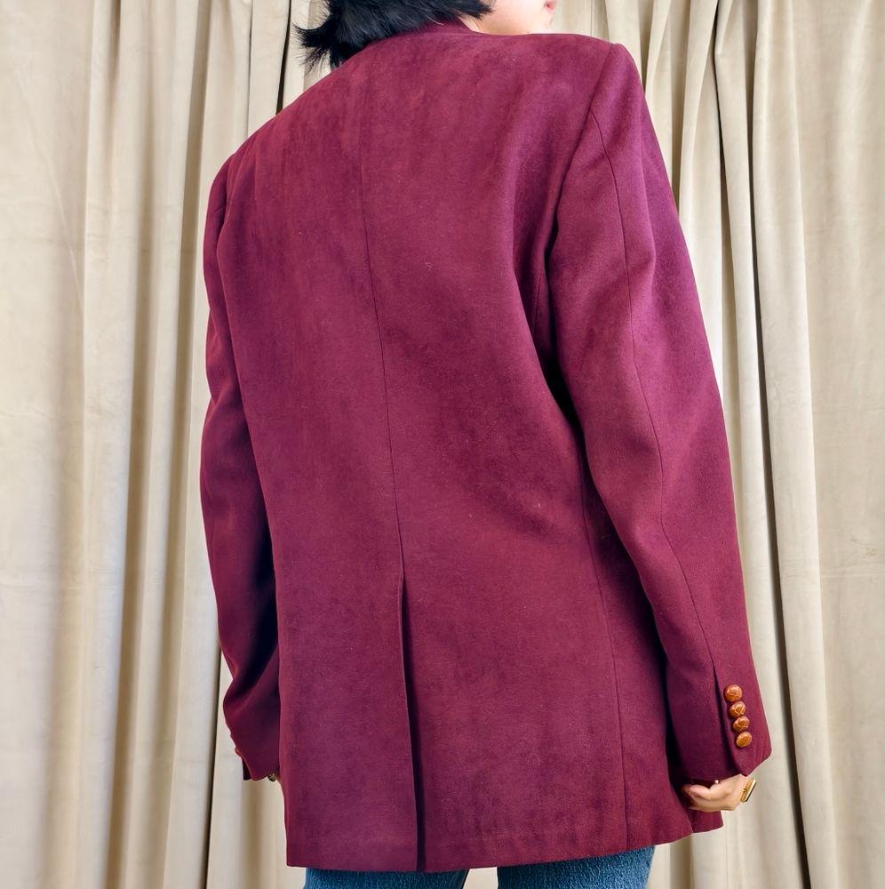 Vintage Faux Suede Burgundy Oversized Boyfriend Blazer