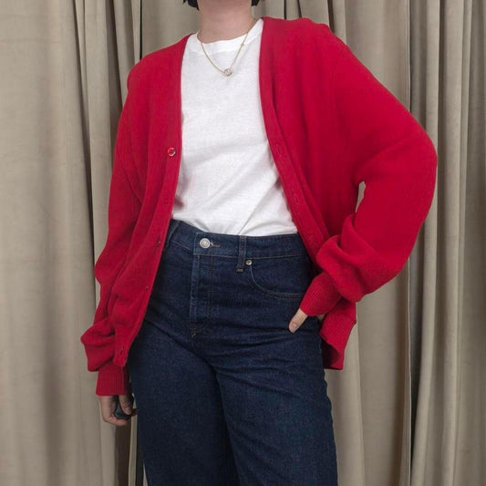 Vintage Robert Brice Red Wool Cardigan