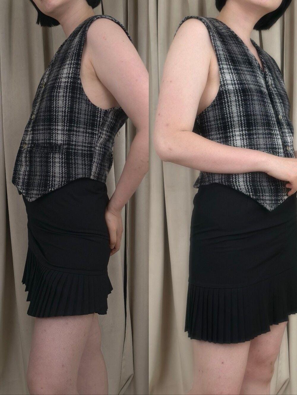 Vintage Paragraff Black and White Plaid Wool Blend Vest