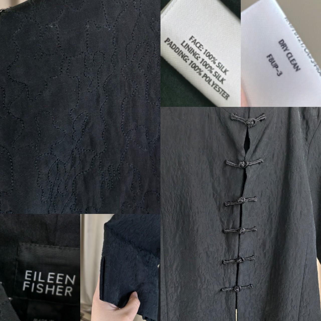 Reworked Eileen Fisher Black Silk Embroidered Mandarin Jacket Tang Jacket
