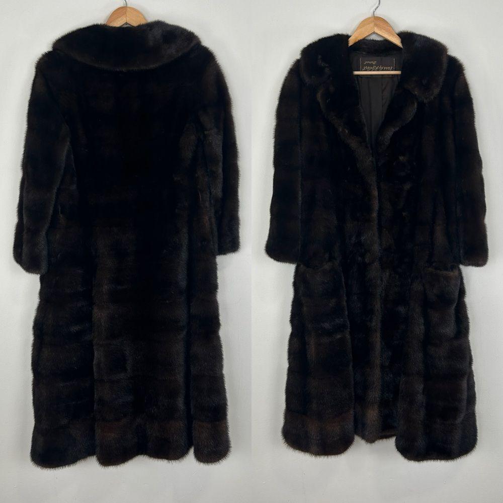Vintage Fur by Robert Detroit Dark Brown Genuine Mink Full Length Coat Overcoat
