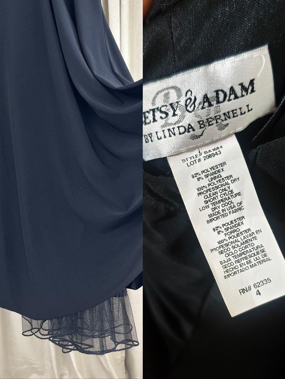 Vintage Betsy & Adam Black Halter V-Neck Embellished Open Back Evening Dress