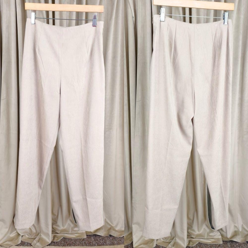 Vintage Gantos Beige Faux Suede Tapered Trousers