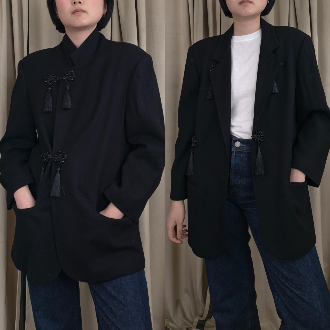 Reworked Vintage Wool Blazer Mandarin Tang Jacket