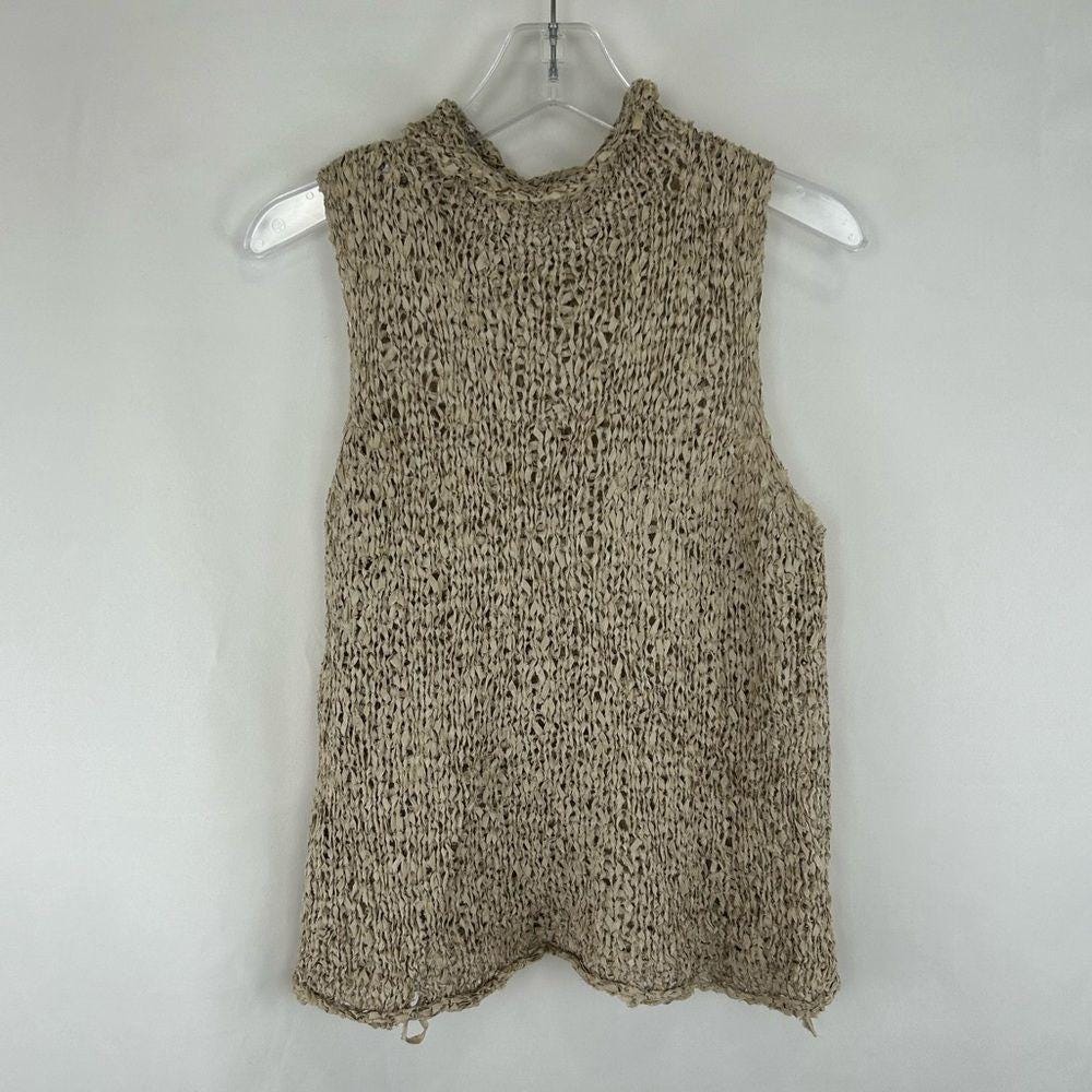 Banana Republic Silk Loose Weave Sleeveless Mock Neck Top