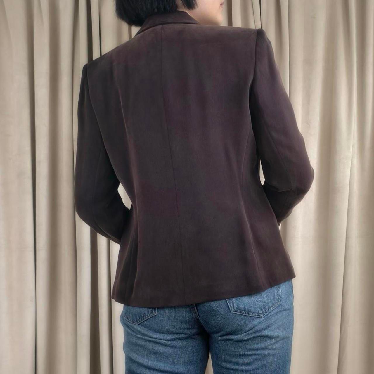 Vintage Cahus Brown Silk Cropped Fitted Blazer