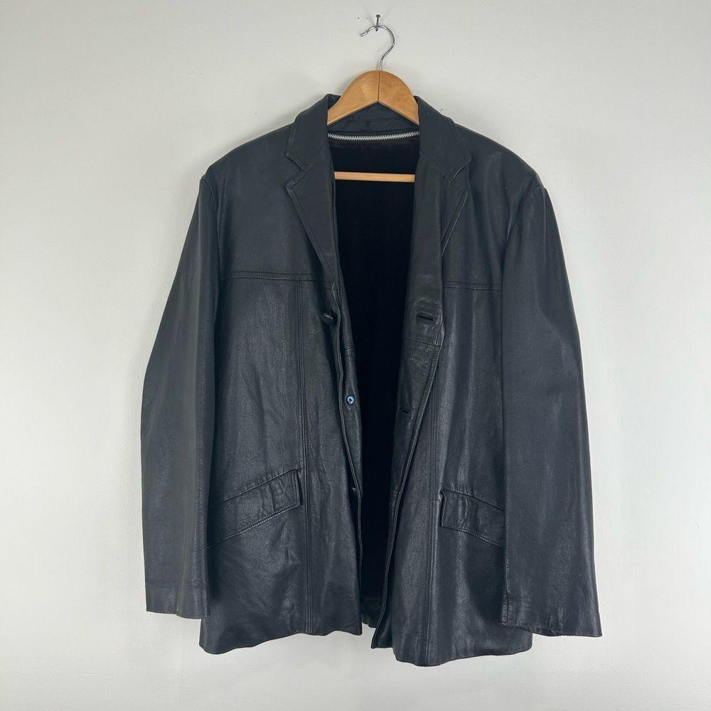 Vintage Black Genuine Leather Jacket with Detachable Faux Fur Lining