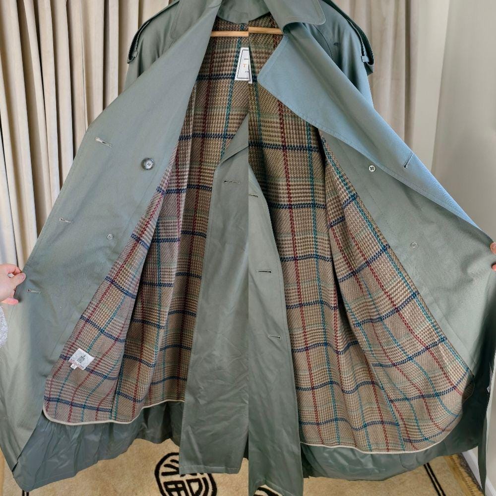 Vintage Towne London Fog Green Trench Coat