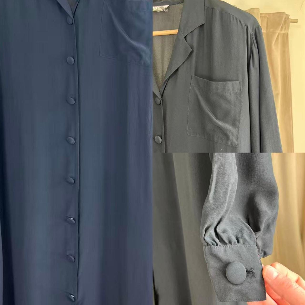 Vintage Silkage New York Silk Black Shirt Dress