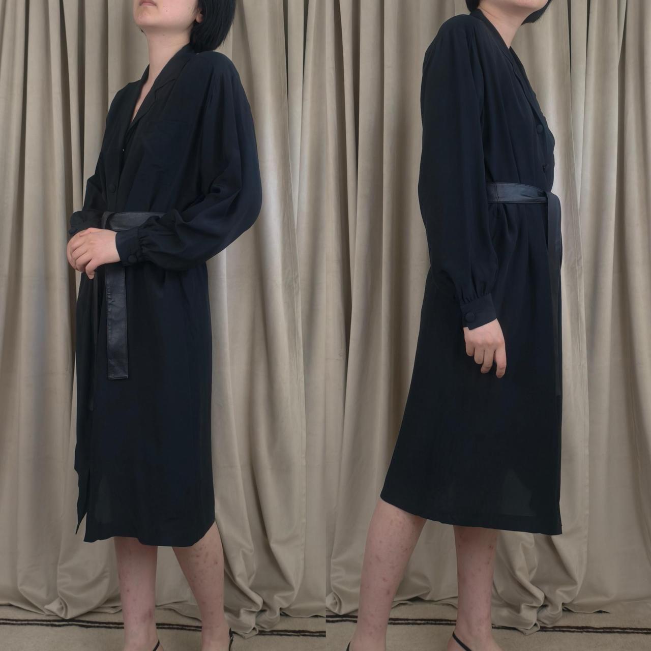 Vintage Silkage New York Silk Black Shirt Dress