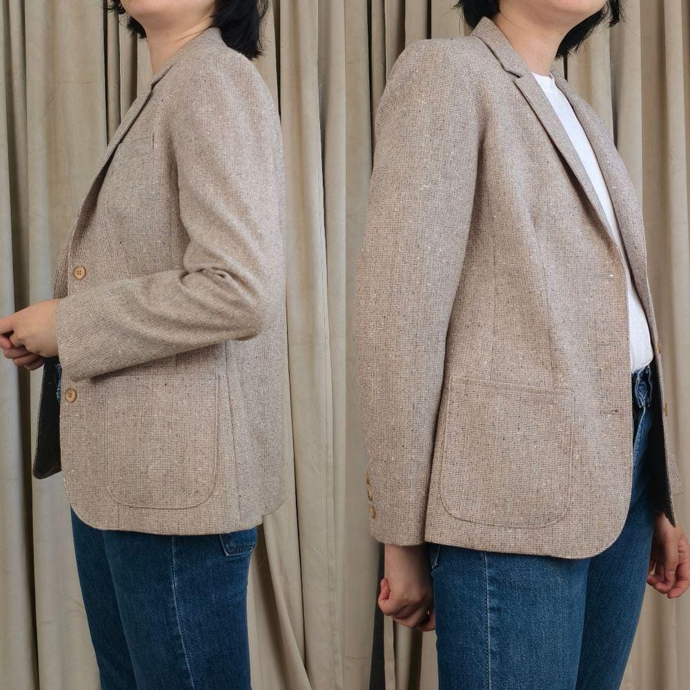 Vintage Beige Tweed Wool Pendleton Blazer