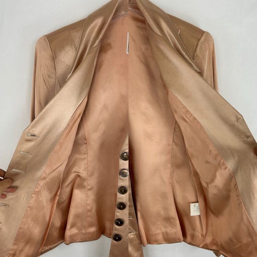 Vintage Cline and Kolarek Blush Pink Satin Blazer Top